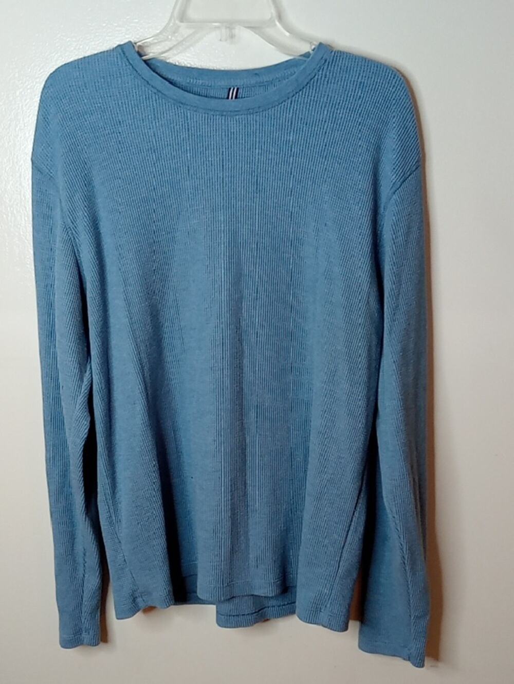 Denim & Flower Men's XL Sky Blue Ribbed Crewneck Sweater. Preppy